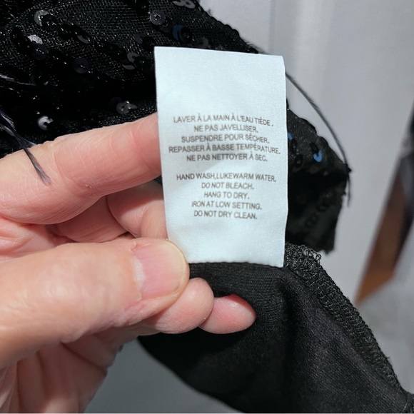 Black tank top with sequin and feather detail. Size 3X. Super cute and comfy. - Picture 5 of 5